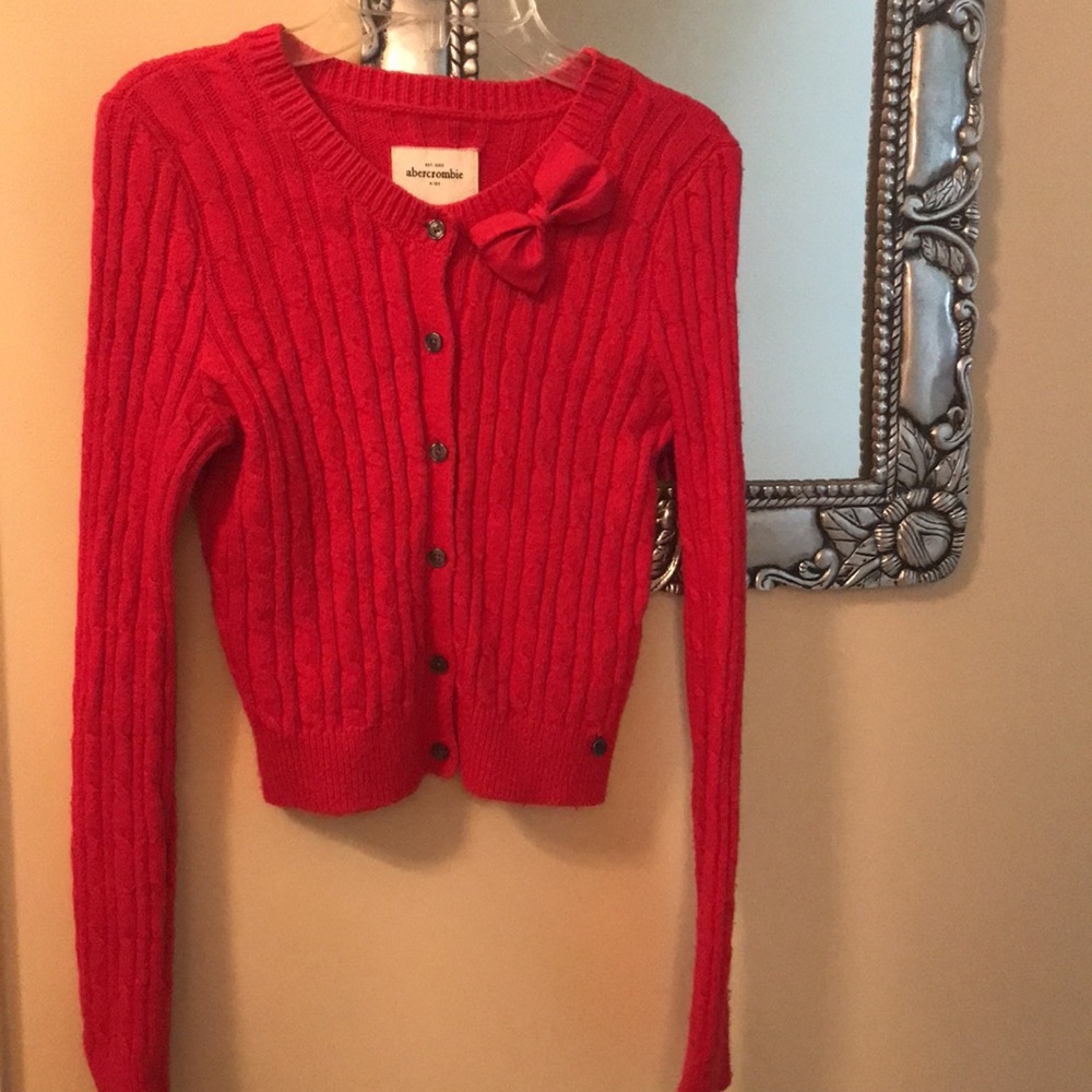 Abercrombie Kids Red Cable Knit Cardigan XL